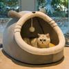 Casa per Animali Cartone Animato Calda Cuccia per Cani Kennel Letto Morbido con Fiocco Cuscino Lavabile Cuccia per Cucciolo Pieghevole Casa per Cani Gatto Piccolo