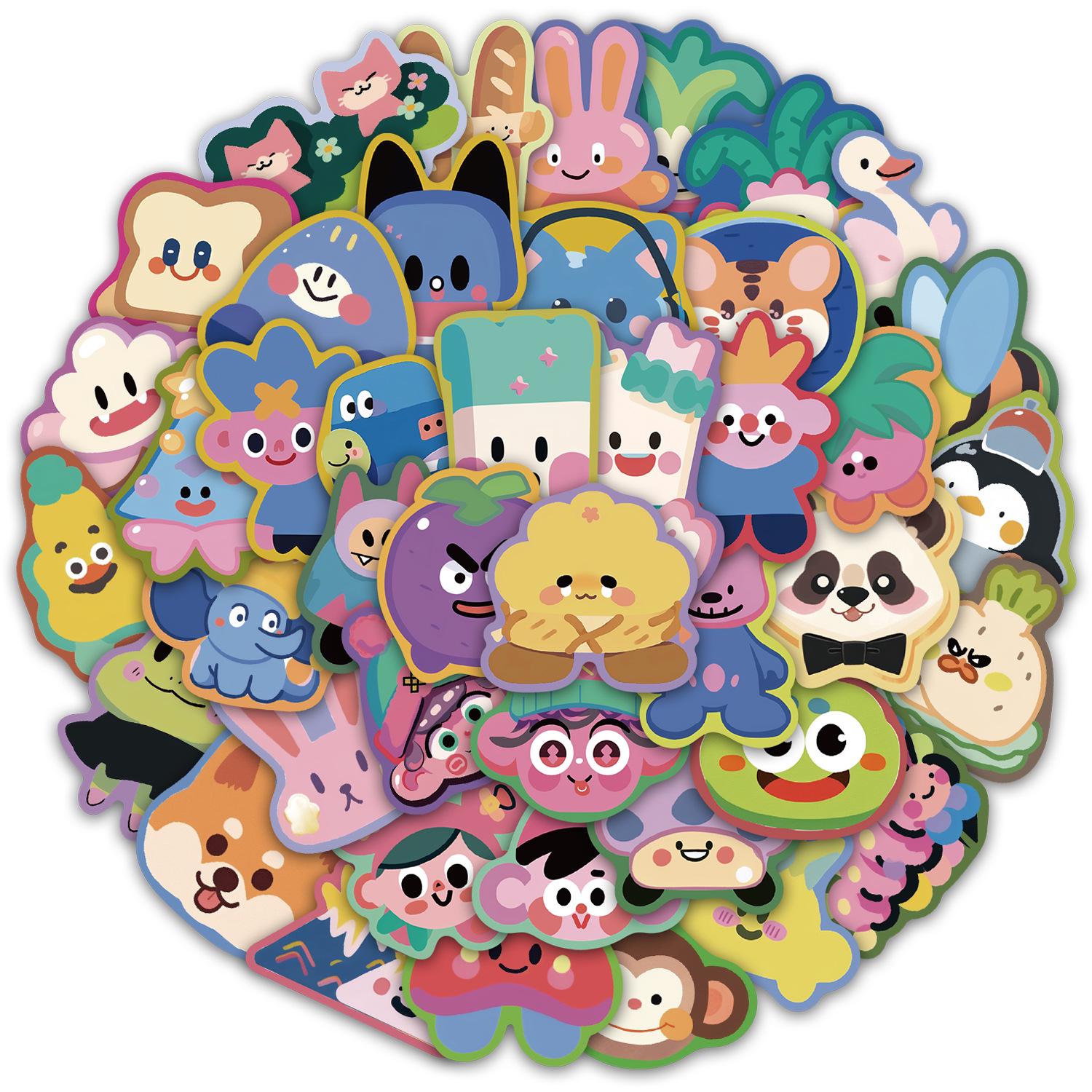

50-Piece Colorful Figure Stickers for Water Bottles, Phones, Notebooks, and Desktops.