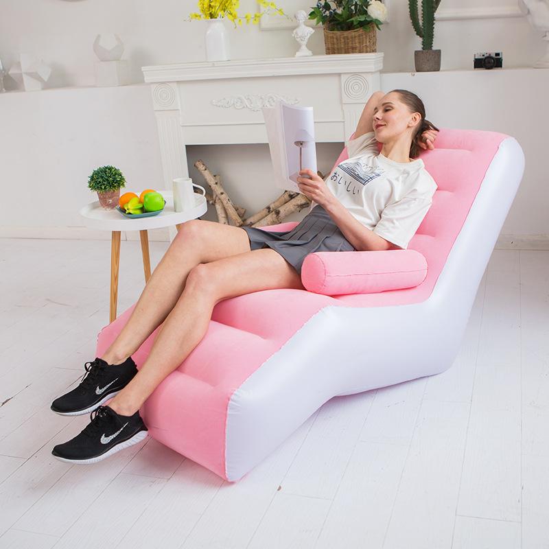 Inflatable Lazy Sofa Flocking PVC Sofa Chair Portable Rest Mattress S-Shaped Ergonomic Recliner Lunch Break Lounge Chair for Kid