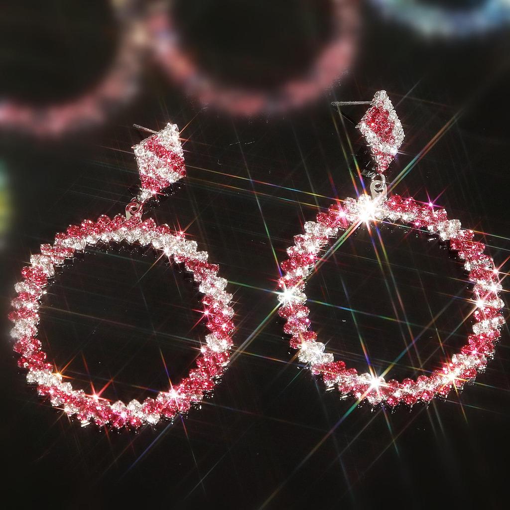 Rhinestone and Diamond Star Oversized Hoop Earrings for Women