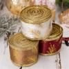 5Meters Glittering Powder Leaf Christmas Ribbon Festival Gifts Wrapping for Holiday Gifts and Christmas Tree Decoration