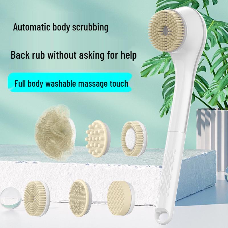 Electric Bath Brush Exfoliator: Long Handle Back Scrubber for Lazy Persons