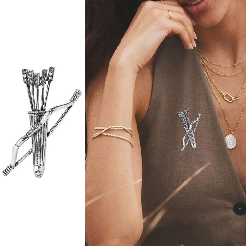 Unique Design Vintage Arrows Theme Brooch Retro Quiver Pin Alloy Fashion Accessory Suitable For Casual Formal Wear