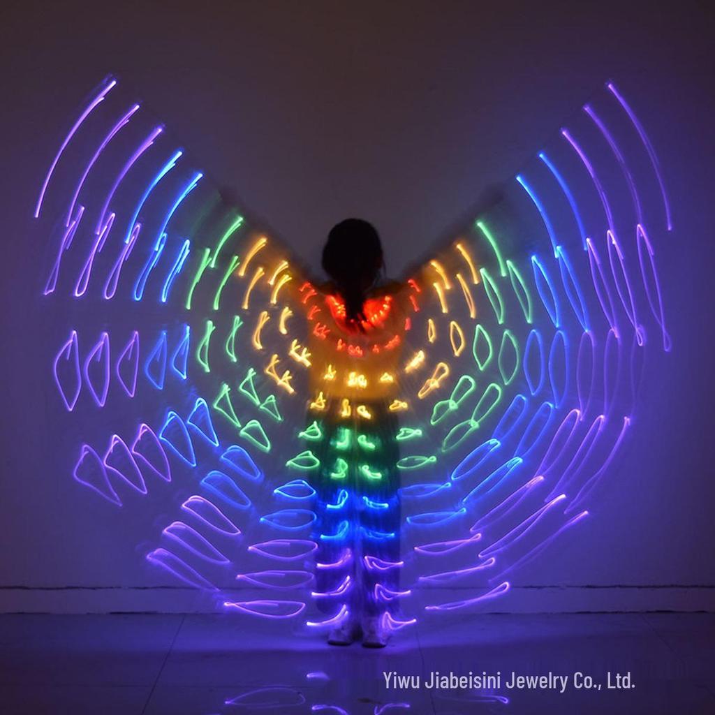 LED Leuchtendes Kinder Bauchtanzkostüm mit bunten leuchtenden Flügeln