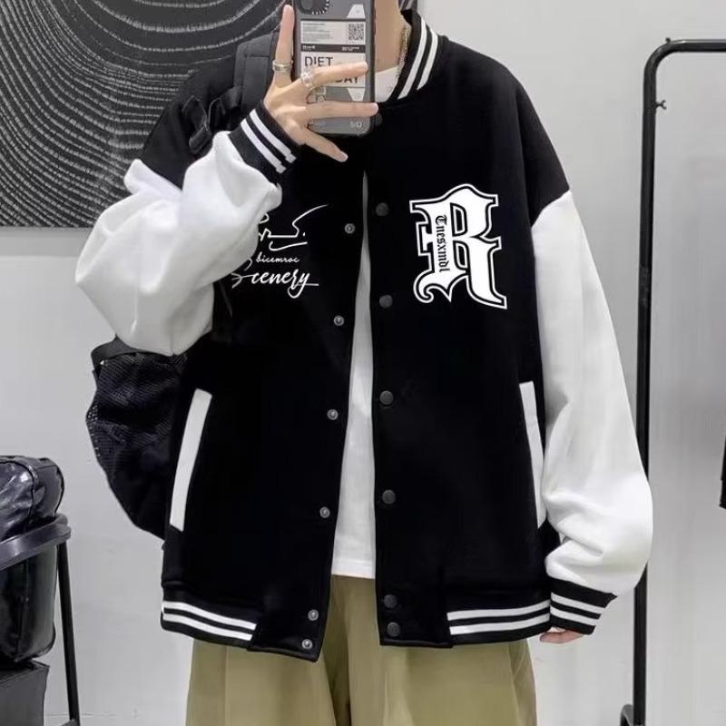 Hip-hop Ležérní baseballová bunda Slim Fit Neutrální Baseballová uniforma Bomber bunda Pánské trendy pro mládež Oblečení na vysoké školy podzim