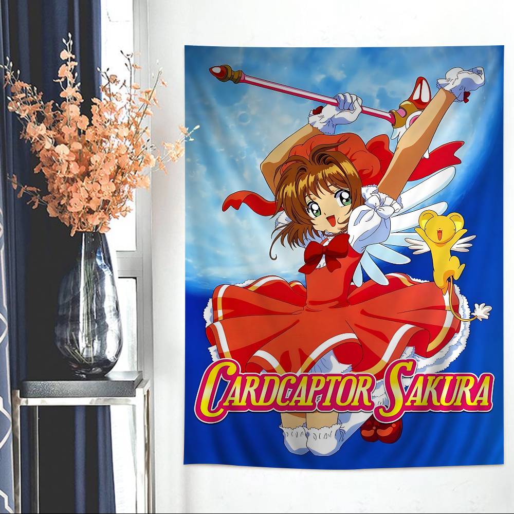 Japanese Anime CCardcaptor Sakura Anime Tapestry Hanging Tarot Hippie Wall Rugs Dorm Home Decor