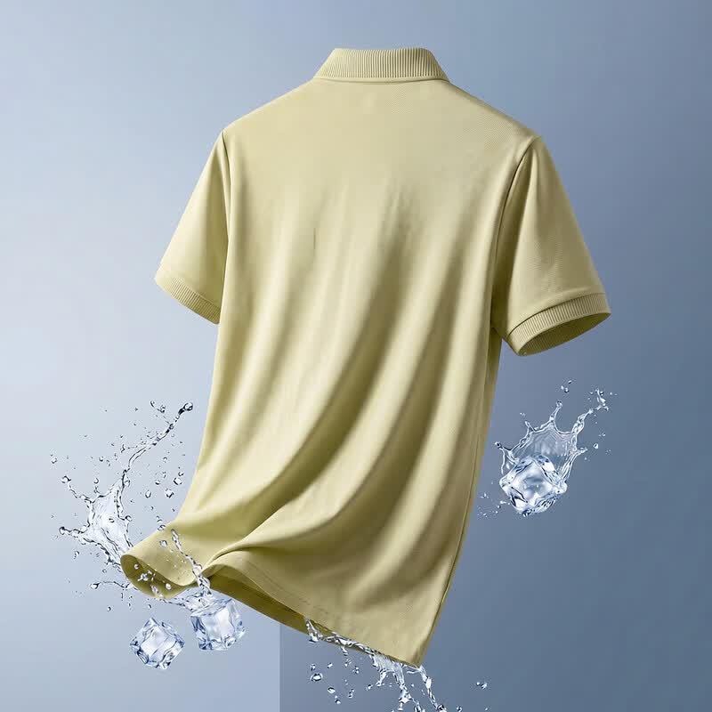 DAISHU Men's Silk-Linen Blend Short-Sleeve Polo Shirt