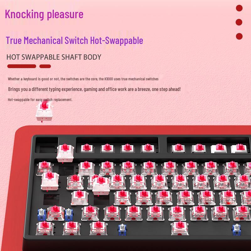 Sakura Esports 104-Key Wired Mechanical Keyboard for Girls - PBT Translucent Design, Universal for Office Use