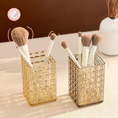 Almacenamiento de Cosméticos Cubo para Almacenar Pinceles de Maquillaje Soporte para Pinceles de Maquillaje Vaso Transparente Soporte para Bolígrafos para Tocador