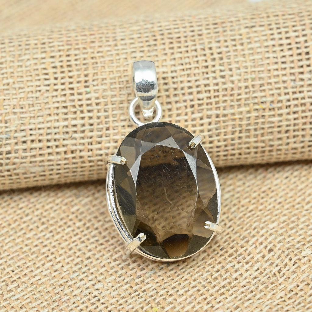Nice Smoky Topaz Gemstone Handmade 925 Sterling Silver Jewelry Dainty Design Prong For Women's Gift