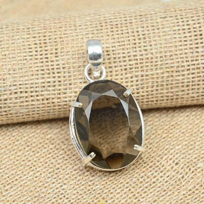 Schöner Rauchtopas-Edelstein, handgefertigter Schmuck aus 925er Sterlingsilber, zierlicher Design-Stift als Geschenk für Frauen