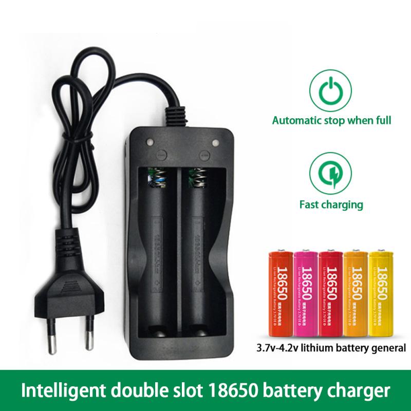 18650 Dual Charging Battery Charger With Cable Flashlight Dual Slot Smart Lithium Battery Charger