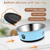 2 Pack Dog Bowl Stainless Steel Pet Feeding Bowl with Non Slip Silicone Base 860ml and 1560ml Large Capacity Dog Food Water Bowl