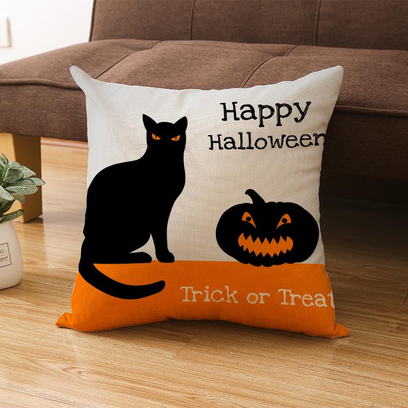 Halloween Pillowcase New Pumpkin Black Cat Series Sofa Cushion Waist Pillowcase Home
