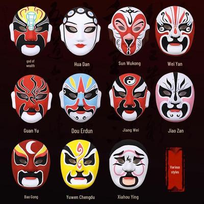 Geprägte DIY Handbemalte Peking-Oper Gesichtsmaske mit Beflockter Oberfläche und Seil für Graffiti Kunst