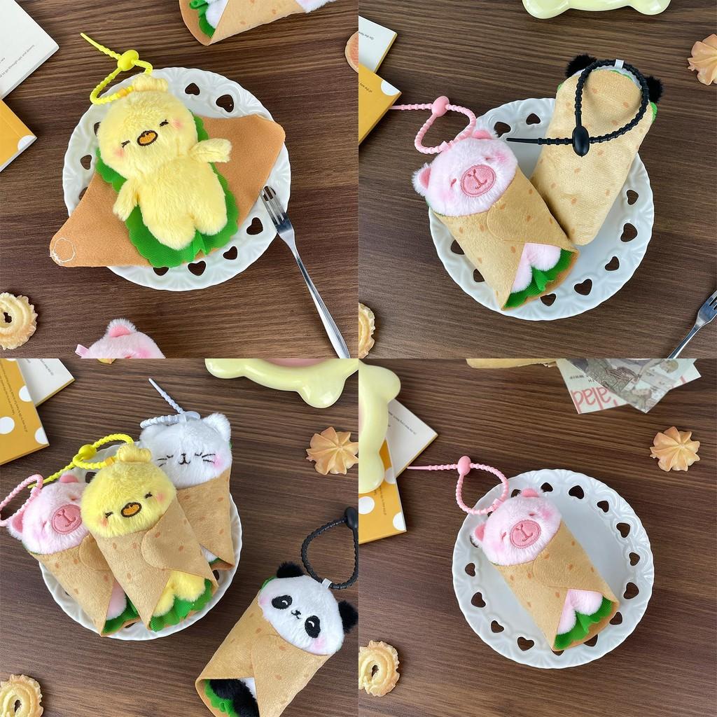 Plush Pancake Animal Toy Capybara Doll Keychain Backpack Pendant Holiday Gift