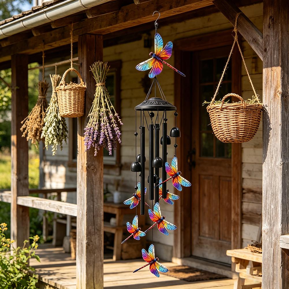 90cm Dragonfly Wind Chime Soothing Outdoor Decor For Garden & Patio Crafted From Sturdy Metal And Nylon Rope