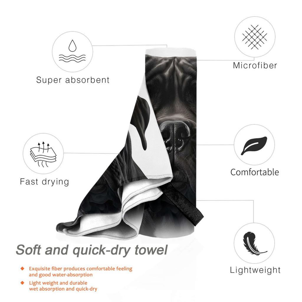 Black Cane Corso Italian Mastiff Beach Towel Soft Microfiber Quick Dry Absorbent Quick Towels For Bath