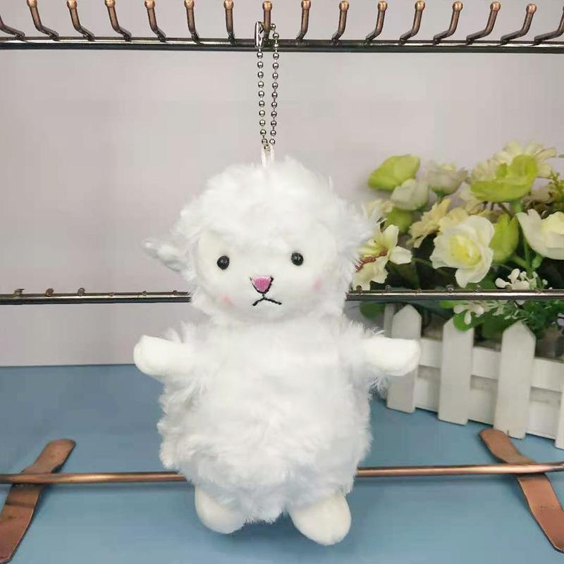 

12cm Cute Lovely Alpaca Cross Dress Lamb Wearing Hat Plush Toy Animal Doll Soft Plush Sheep Car Keychain School Bag Pendant Gift 12cm
