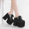 Ladies Mules Lace Up Platform Sandals for Women Chunky Heel Hollow Out High Heels Shoes Wedge Heel Summer Slingbacks Shoes Cosplay Shoes