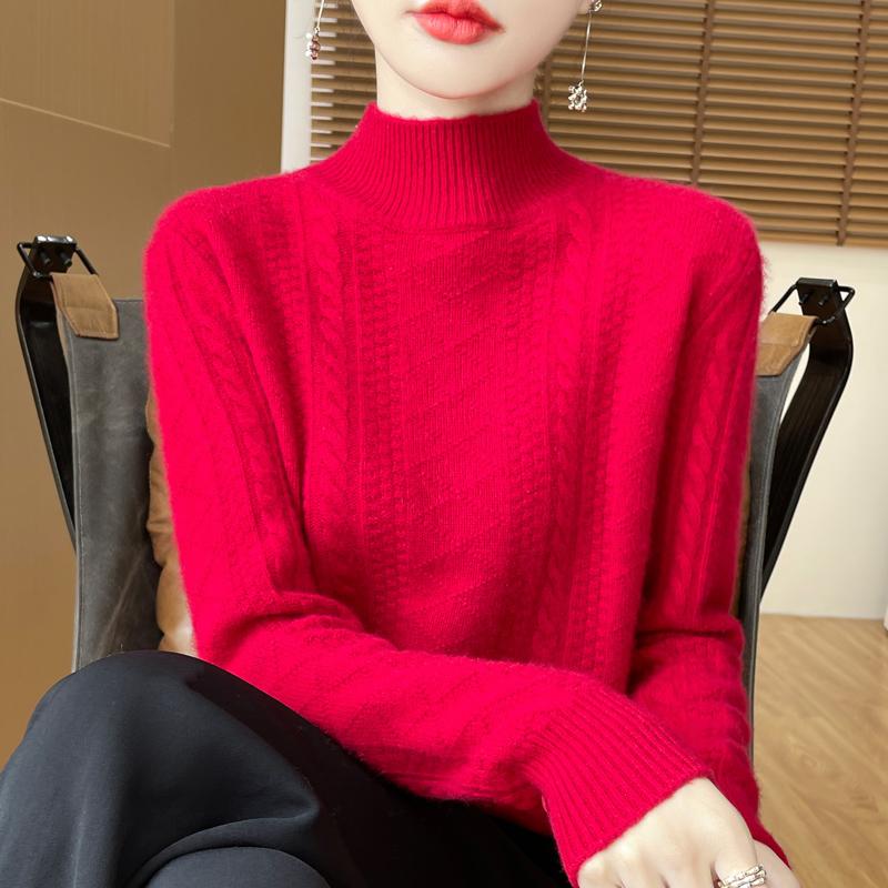 Women Sweater 100% Wool MODERN NEW SAGA Turtleneck Knit Pullover Thick Winter Jumpers Female Knit Tops