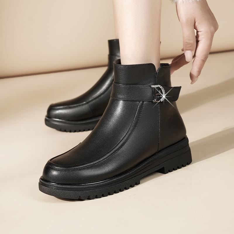 Fashion AIYUQI Women's Snow Boots Genuine Leather 2025 New Winter Mom Boots Anti Slip Large Size Natural Wool Women's Ankle Boots