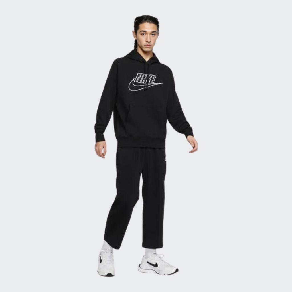 Nike Solid Color Pullover Hoodie With Logo Print Long Sleeve Casual Sweatshirt Men Tops Black DX1518-010