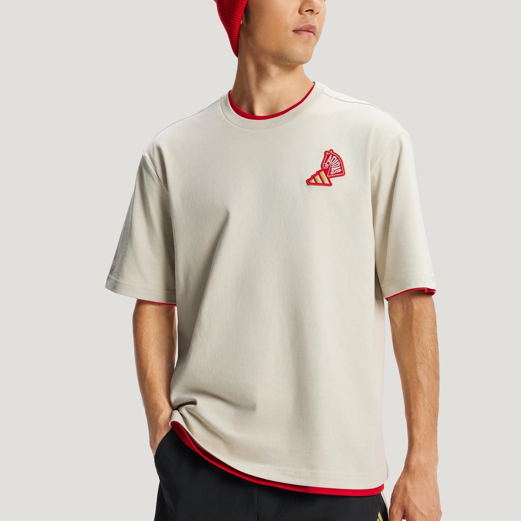Adidas FW25 Short Sleeve T-Shirt Year Of The Rabbit Limited Edition CNY New Year Soft Sports Casual Loose Fit Unisex Tops KQ5100