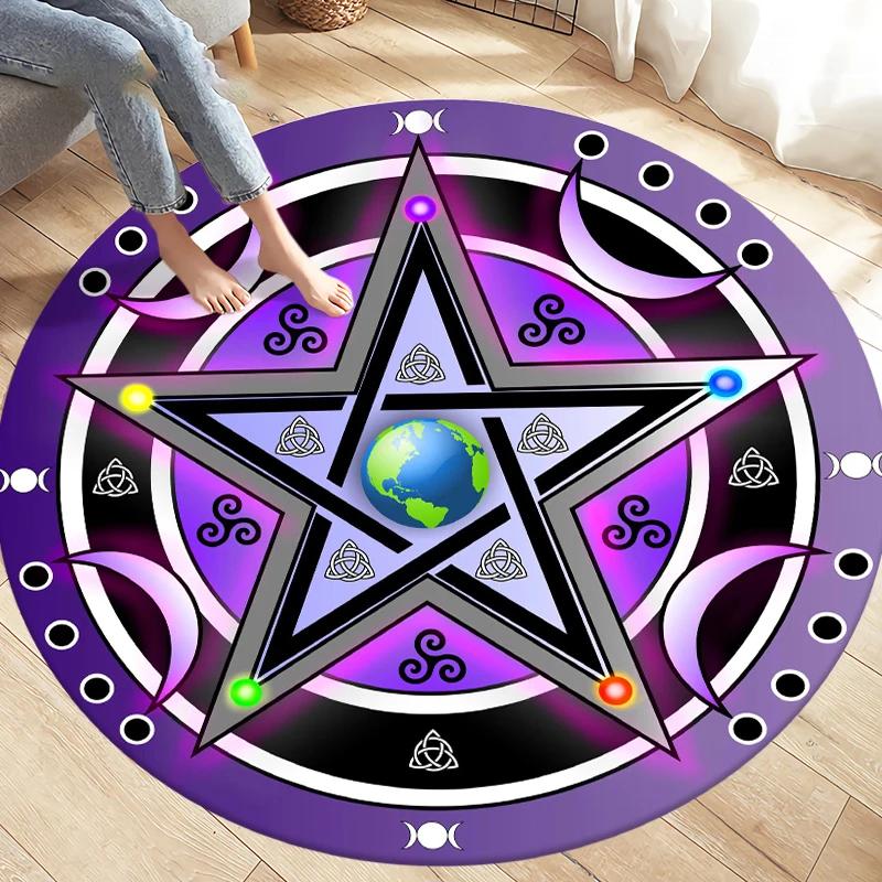 Fashion Magic Cartoon Puerto Round Rug Children's Room Magic Play Non-slip Washable Carpet for Children's Birthday Gift Carpet
