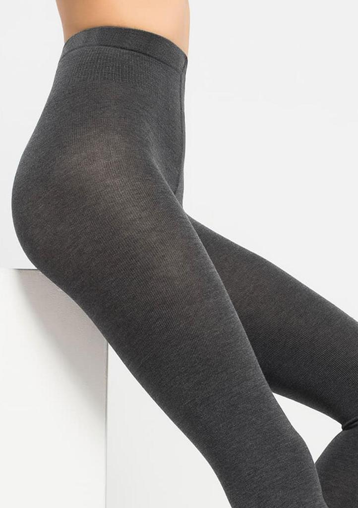 Women's Cotton Tights with Added Wool, Grey Melange 602 Cotton Legs