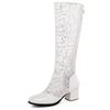 Spring Summer Women Boots Fashion Knee High Boot Zipper Casual Low Heels Mesh Breathable White Blue Ladies Party Shoes Big Size