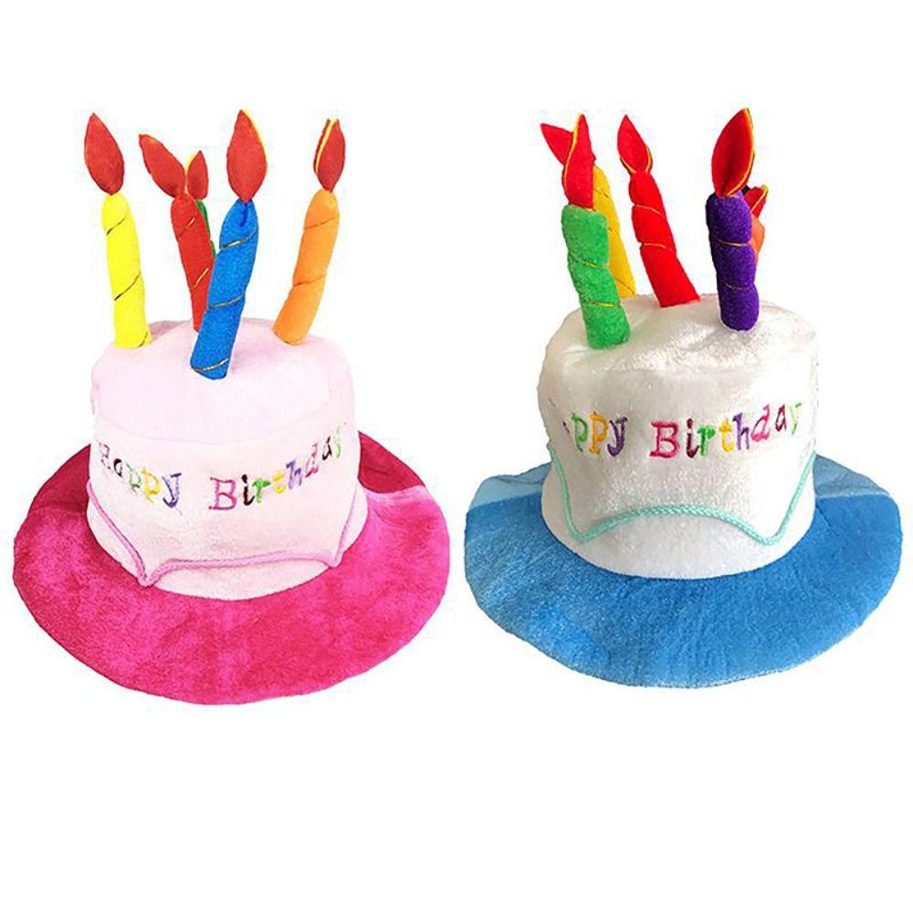 Photo Props Birthday Cake Hat Hair Decoration Birthday Headwear Funny Cake Candle Hat  Party Favors