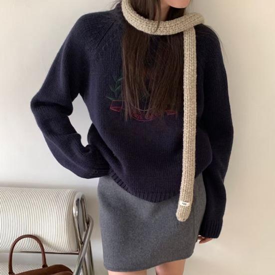 Women Knitting Scarf Solid Color Thin Long Scarf Warm Soft Touch Scarf Outdoor Home Winter Accessory