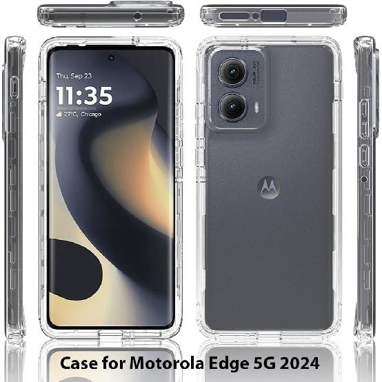 Case for Moto Edge 2024 5G Case Clear Crystal Non Yellowing Heavy Duty Soft TPU Dual Layer Bumper Rugged Protective Shockproof Slim Case Cover for