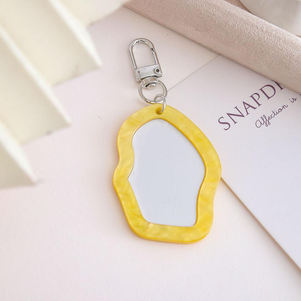 New Irregular Mini Makeup Mirror Keychain Resin Bag Charm Portable Touch-Up Mirror Pendant For Fashion Commute Purse Backpack