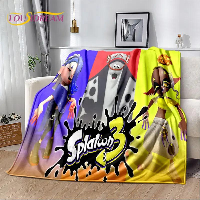 Oyunlar, Splatoon, Karikatür Yumuşak Peluş Battaniye, Flanel Battaniye Oturma Odası Yatak Odası Yatak Kanepe Piknik Örtüsü için Battaniye Atmak Bettdecke