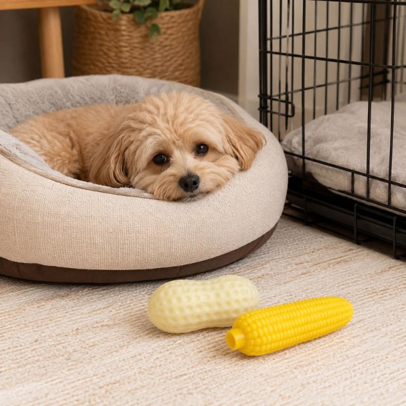 Pet Chew Set with Corn and Peanut Design, Dog Indoor Routine Toy for Daily Relief and Easy Carry Use Indoors