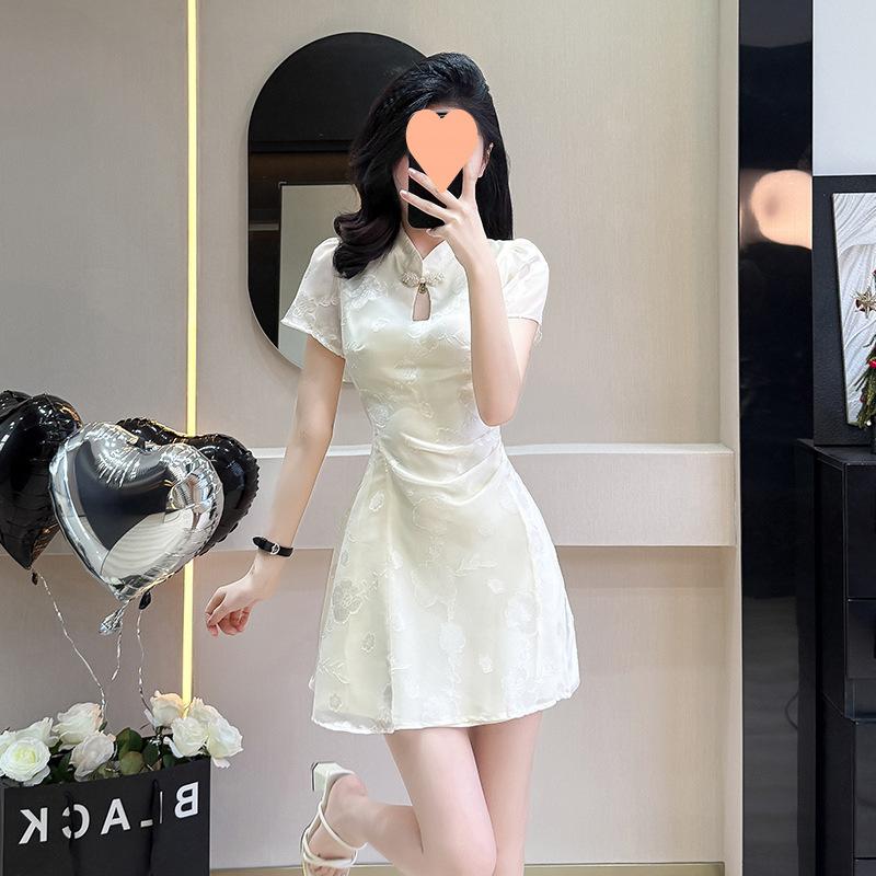 Small High-end Jacquard Improved Cheongsam Women's Waist A Character Temperament Design Sense New Chinese Style Dress