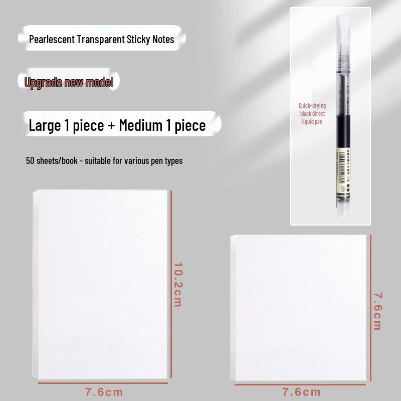 Waterproof Transparent Sticky Notes for Students - Quick-Drying Memo Pad for Exams & Note-Taking