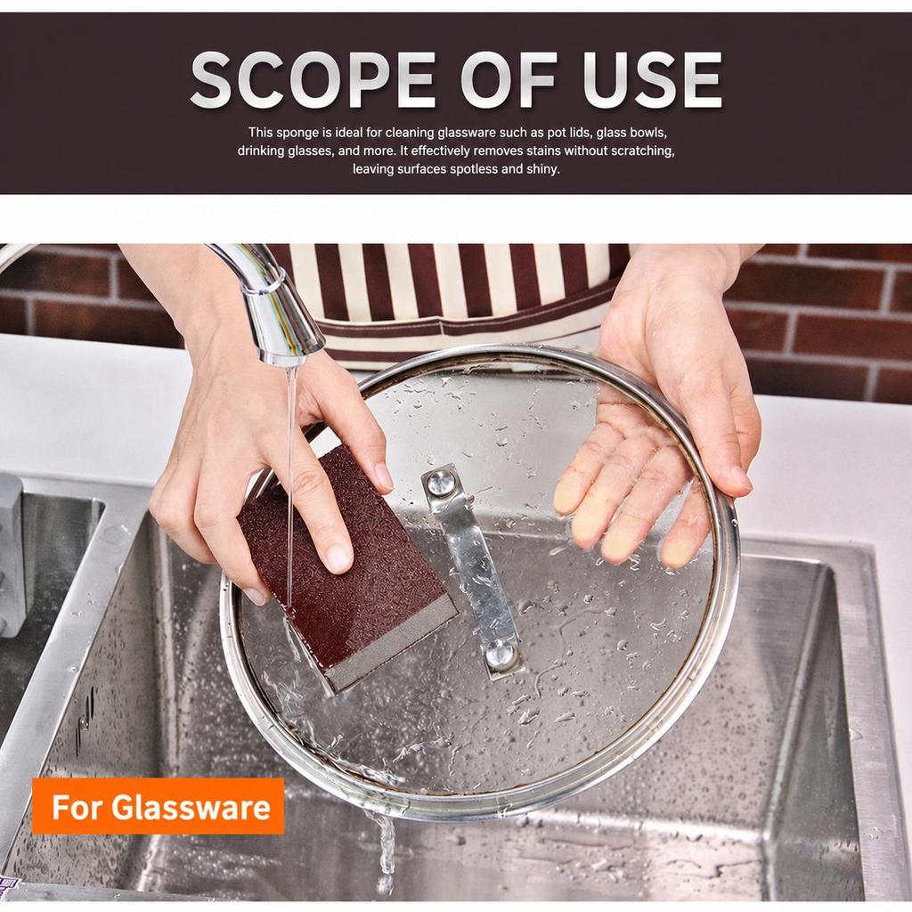 Cleaning Brush Lincoo 1/2/4/6/8Pcs Carborundum Removing Rust Cleaning Brush Descaling Clean Rub for Cooktop Pot Kitchen Sponge
