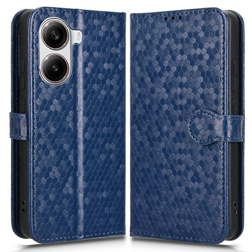 

For Xiaomi Poco X7 Pro 5G/Redmi Turbo 4 5G Wallet Case Dot Pattern Imprint PU Leather Phone Cover Dark Blue