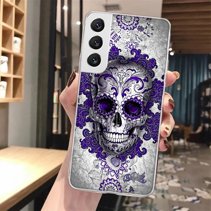 Floral Sugar Skull Flower Soft Phone Case For Samsung Galaxy S24 S23 S22 S25 Ultra S21 Plus S20 FE S10 + S24Ultra Pattern Capa S