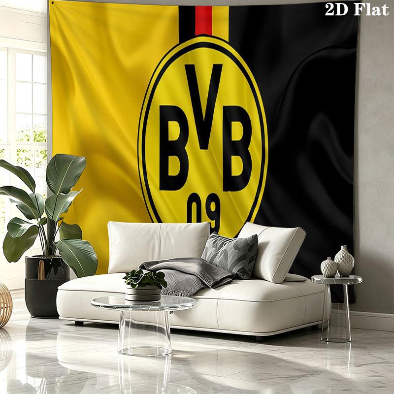 Arazzo da parete Borussia Dortmund, coperta in tessuto stampato estetica, adatta per camera da letto, soggiorno e decorazione domestica.