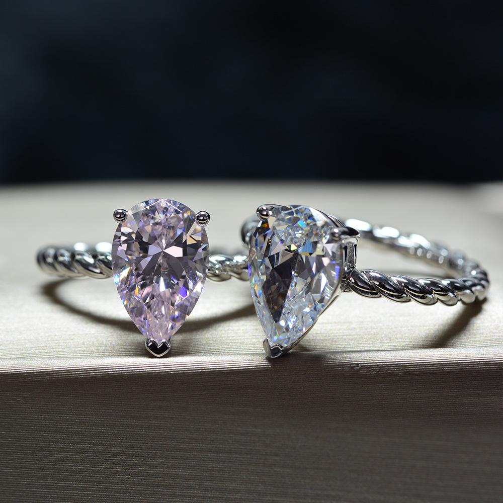 Tancise Classic 925 Sterling Silver  Zircon Ring Ladies Jewelry Wedding Promise   Party Gift