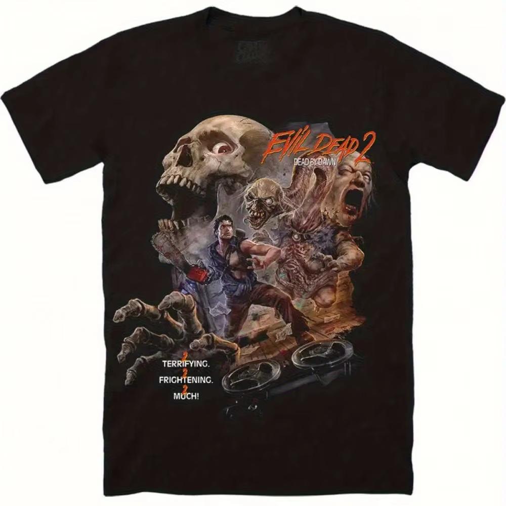 

Men s Evil Dead 2 Swallow Your Soul T-Shirt Official Horror Movie Merch with Iconic Zombie Skull Design Casual Round Neck Tee... S разноцветный