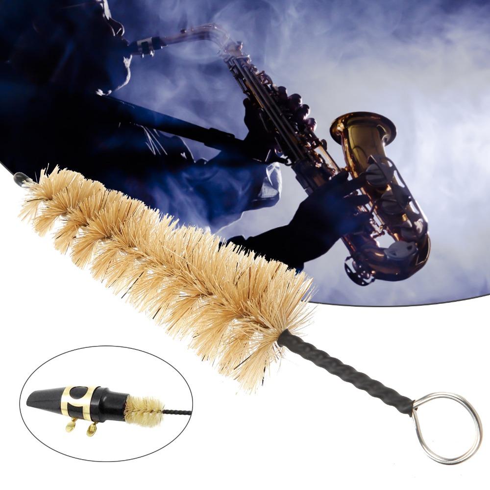 2PCS Bristle Mouthpiece Cleaning Brush Brown Mouthpiece Cleaner Brush Saxophone Accessories