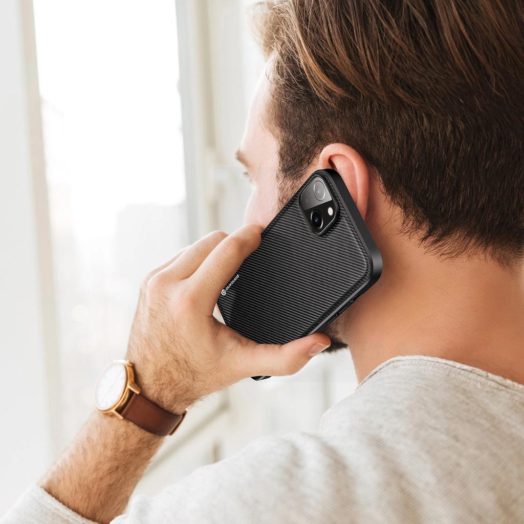 Dux Ducis Fino Case Cover Covered with Nylon Material Iphone 14 Plus Black