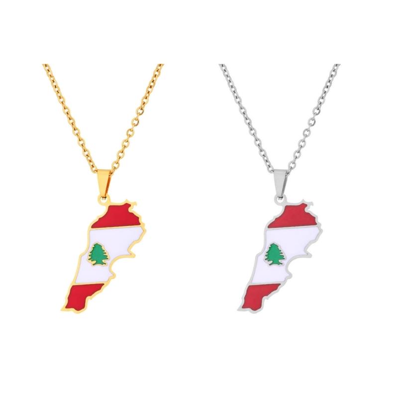 Unique Lebanese Map Designs Necklace Clear Detailing Necklace Alloy Texture Present for Stylish Women and Adventurers