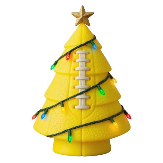 Sports Ball Inspired Christmas Tree Figurine Handcrafted Faux Leather Tree Shaped Tabletop Decoration with Golden Star Topper for Holiday Home Decor
