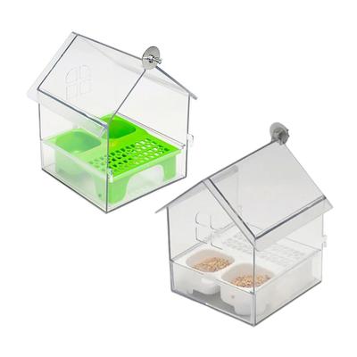 Durability Bird Feeders Two Separate Food Chambers Transparents Container Tracking Effortlessly Refill Stable Cage